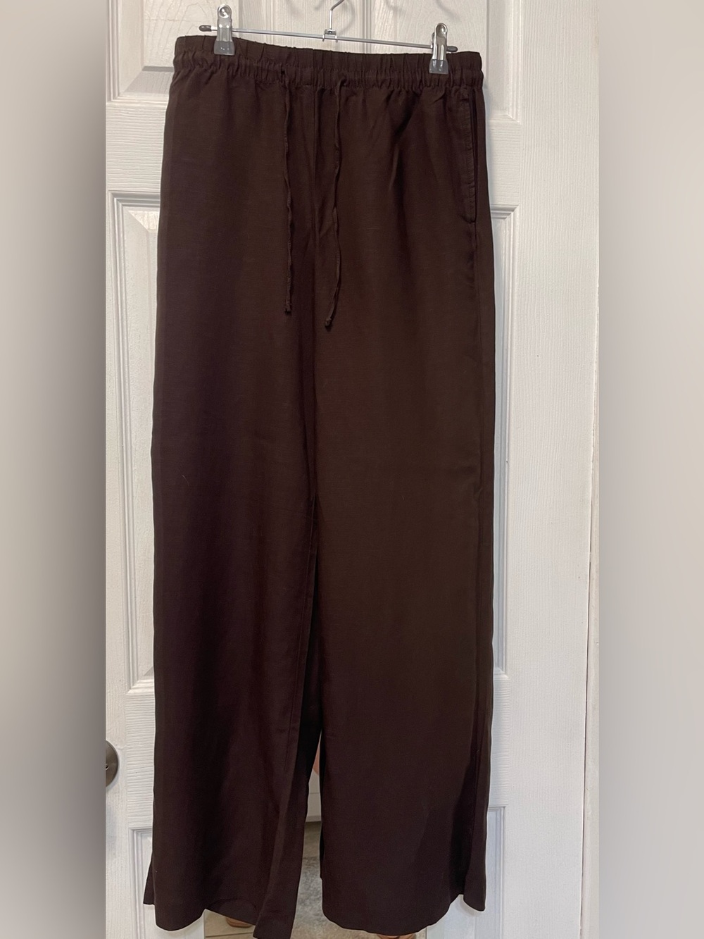 H&M Women's Brown Wide-Leg Drawstring Sweatpants